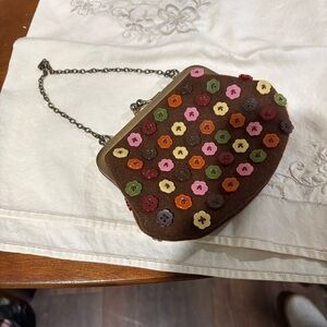 Gymboree Brown Clutch with Colorful Floral Accent buttons